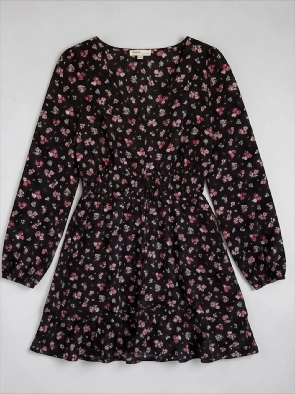 BeBop Black Floral Mini Dress Blouson Sleeve Juniors XL NWT